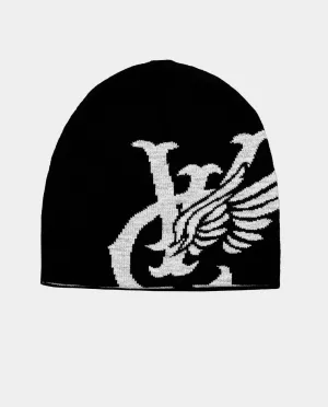 Vic - Wing Reversible Skull Beanie - Black/Ash
