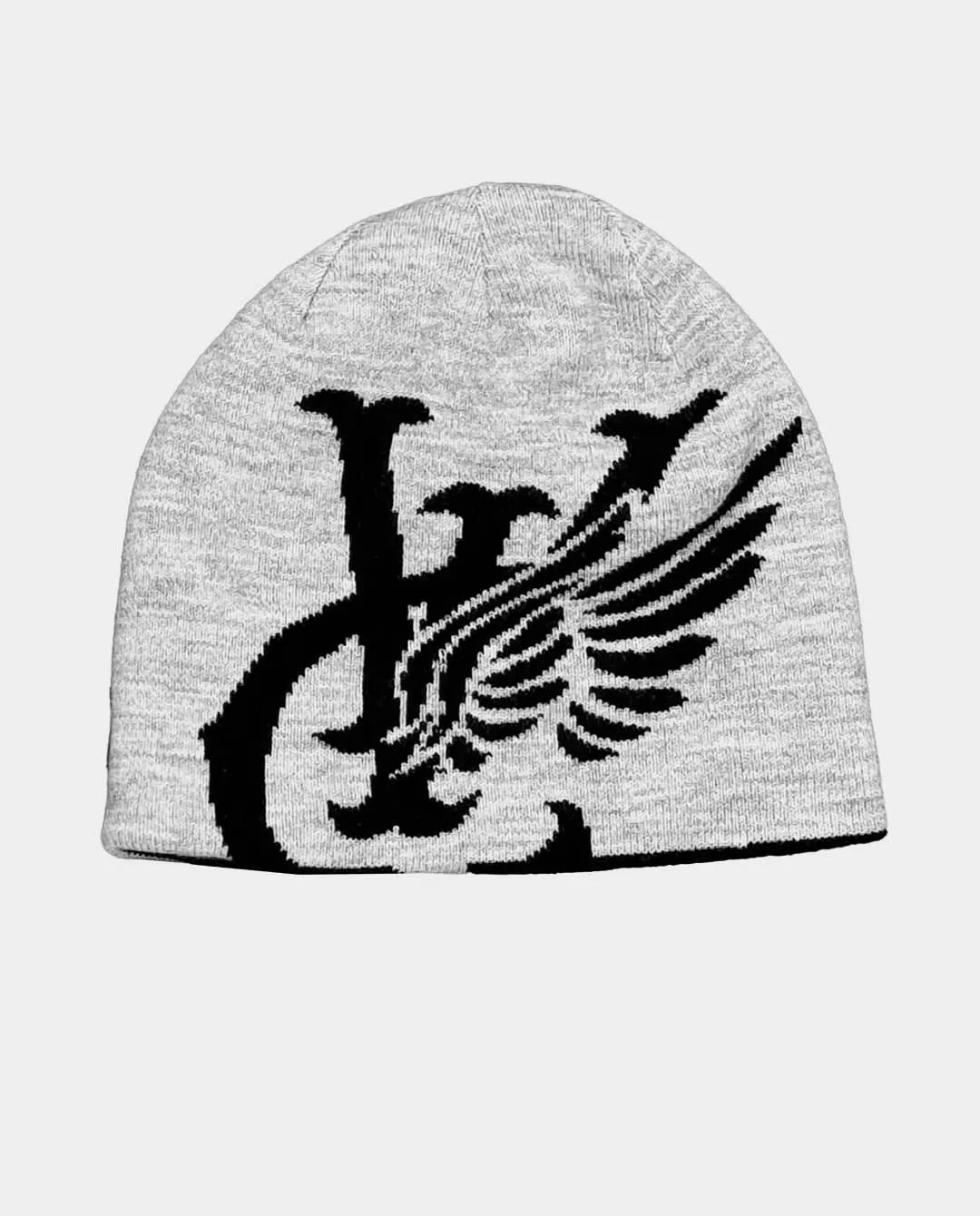 Vic - Wing Reversible Skull Beanie - Black/Ash