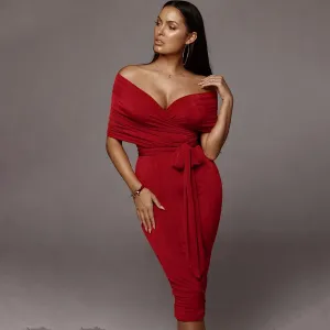 Women's Autumn Stretchy Off Shoulder Bodycon Dress