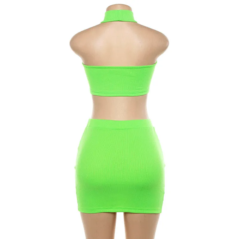 Women's Casual Skinny Solid Two-Piece Dress