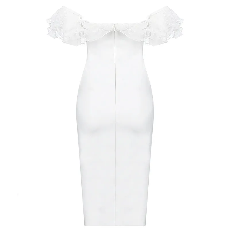 Women's Summer High-Waist Off-Shoulder Dress With Mesh