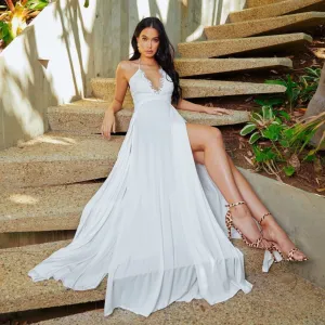 Women's Summer Mesh Deep V-Neck Long Dress