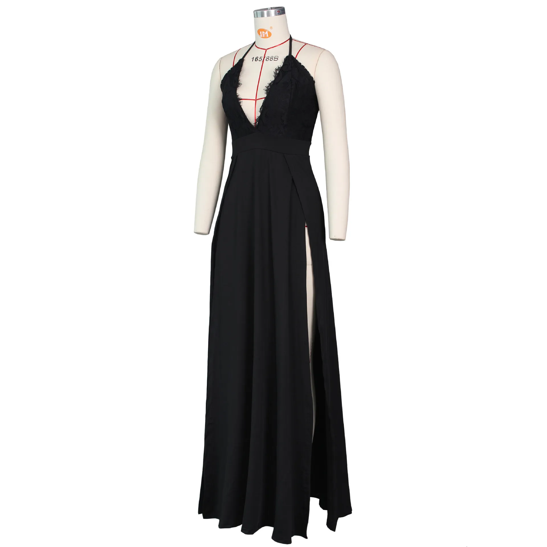 Women's Summer Mesh Deep V-Neck Long Dress