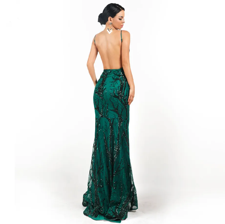 Women's V-Neck Off-Shoulder Sequin Dress